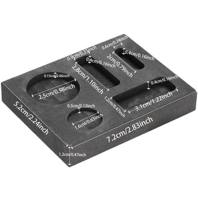 HIKAUN Graphite Ingot Mould 5 In 1 Cetakan Ingot Grafit High Density Emas Silver Aluminium Kaca Bula