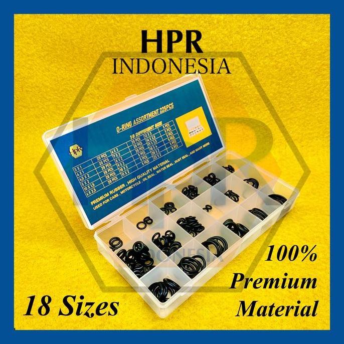 HPR RUBBER ORING O-RING BOX SET ASSORTMENT 225 PCS - KARET SEAL ANTI BOCOR - MOTOR - MOBIL - PCP - S