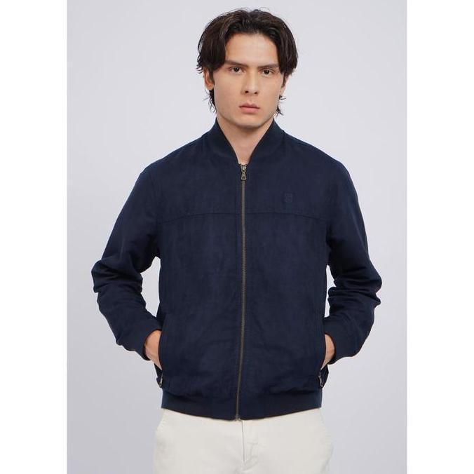 WOOD Regular Fit Suede Bomber Jacket 2-JKXLXC225L096 NAVY