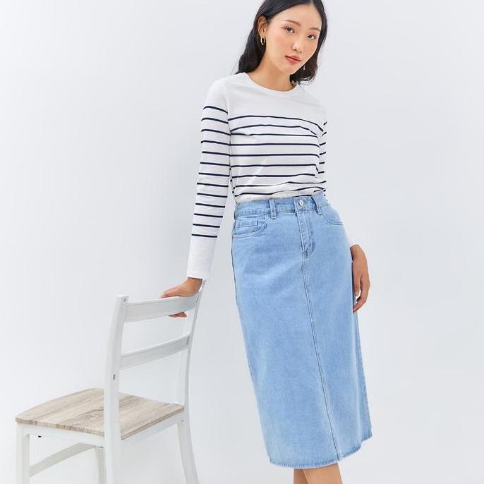C2 Zissel Blue 7/8 Skirt Denim Wanita