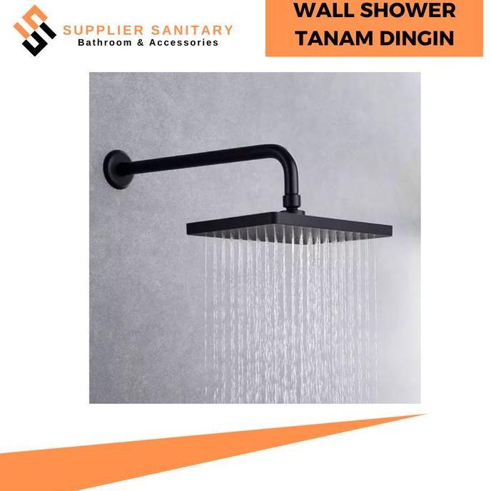 Wall Shower Paket Stop Kran Tanam/Shower Mandi/Stop Kran Tanam Air Black Plastik Set