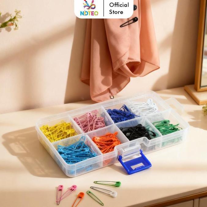 Set Peniti Jilbab Warna Cantik 320pcs dengan Box Organizer untuk Hijab & Kerajinan GJ-071203