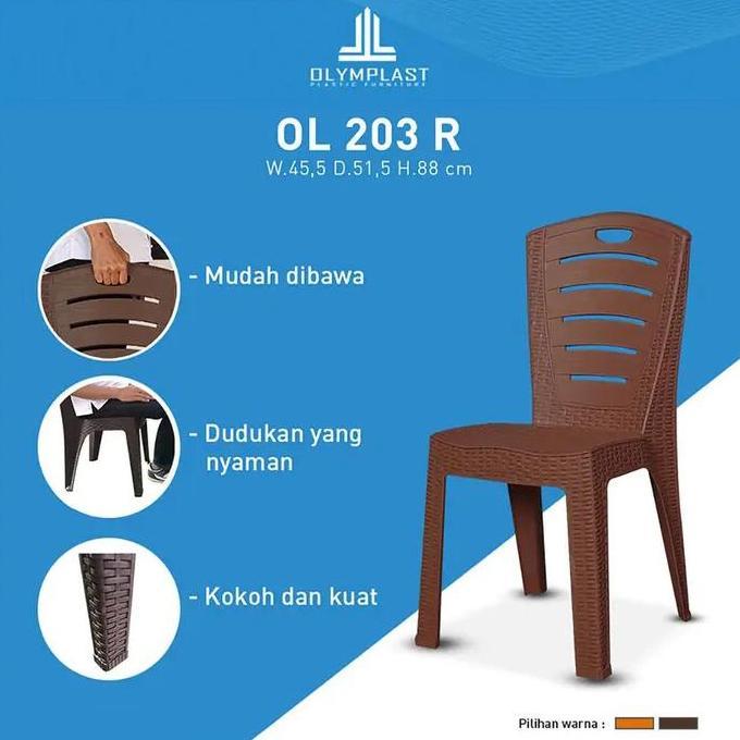 kursi plastik OLYMPLAST OL203 R - Kursi Olymplast OL 203 Rotan KM
