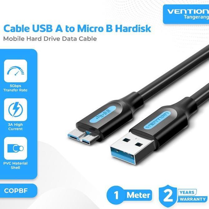 VENTION COPBF Kabel USB A 3.0 Male to USB Micro B 1M 1 Meter Harddisk SSD HDD Hard Disk External Cab