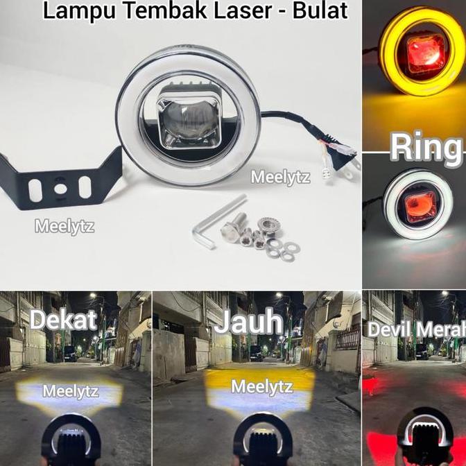 Lampu Tembak Led Laser D3 Myth Kotak Bulat  Jauh Dekat Putih Kuning Plus Senja Kuning & Putih Devil 