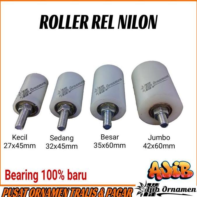 roller nilon roda rel atas pintu gerbang