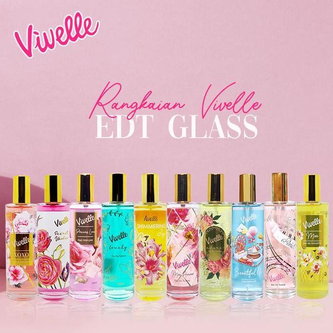 Vivelle Eau De Toilette Glass 100 ml Parfum Elegan & Wangi Alami Bunga Cherry Mawar Halal BPOM Certi