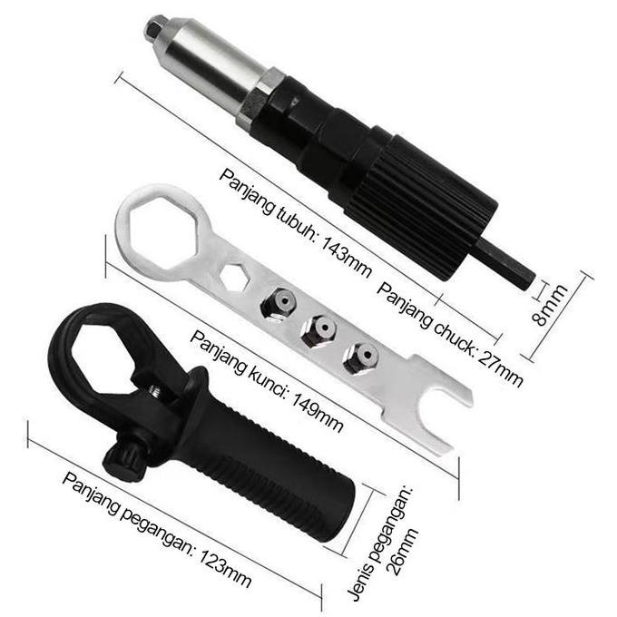 Mure- Adapter Rivet Untuk Bor Tembok & Besi - Alat Rivet Listrik Portable, Cocok Untuk Pasang Plafon