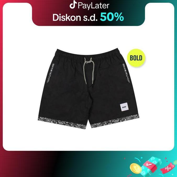 PROMO HOOLIGANS Boardshort Academica Bold Paisley Black Celana Shorts  Cowok  Hitam  Pendek Casual S