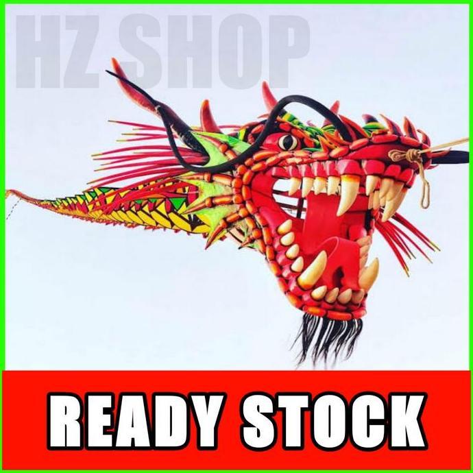 (Best) layangan naga fullset DM22cm TINGGAL TERBANG,kepala badan naga (25pcs) DIRONCE???