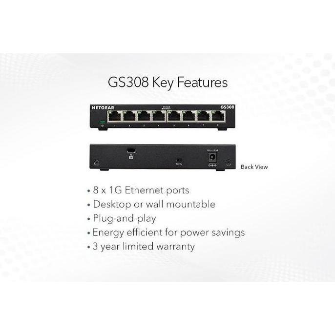 NETGEAR GS308 ( 8 Port Gigabit Ethernet Switch )