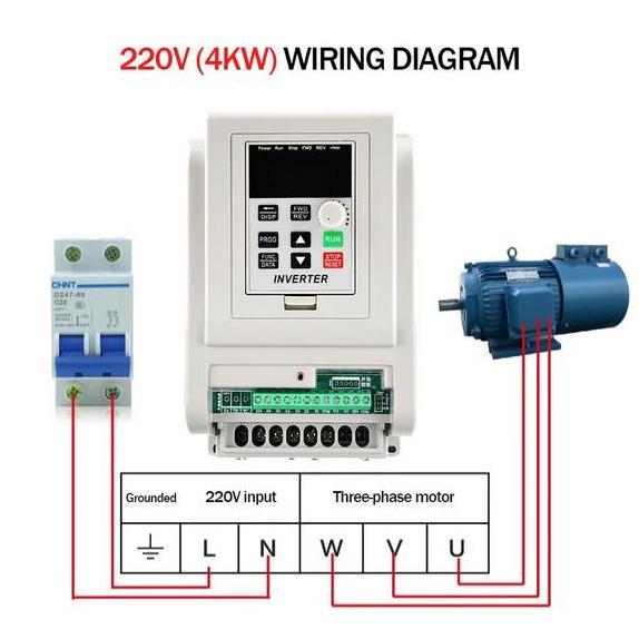 Inverter Vfd 4Kw 4000 Watt Input 220V Output 220V 3Phase Dinamo Motor