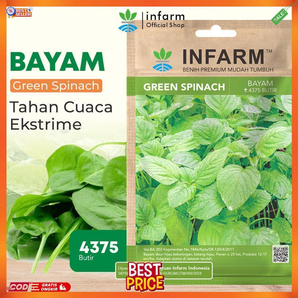 INFARM - Benih Sayur Bayam Hijau, Bibit Super Sayur Bayam Hijau Daun Lebat Bibit Unggul Mudah Tumbuh