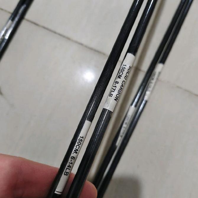 Pesca - Bahan Carbon Solid Blank Joran Label Putih 100 120 150 Cm Solid Carbon Kilap