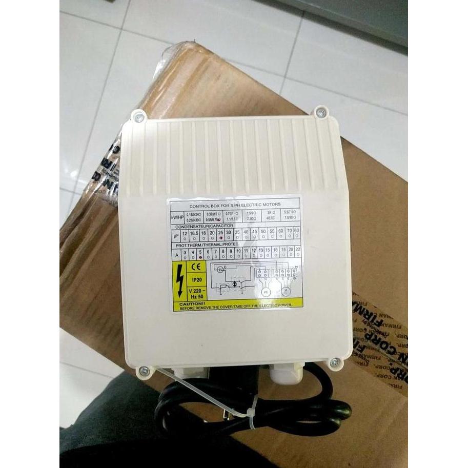 CONTROL BOX POMPA SUBMERSIBLE FIRMAN 1 0,75 HP / 0,55KW / 25UF 3/4