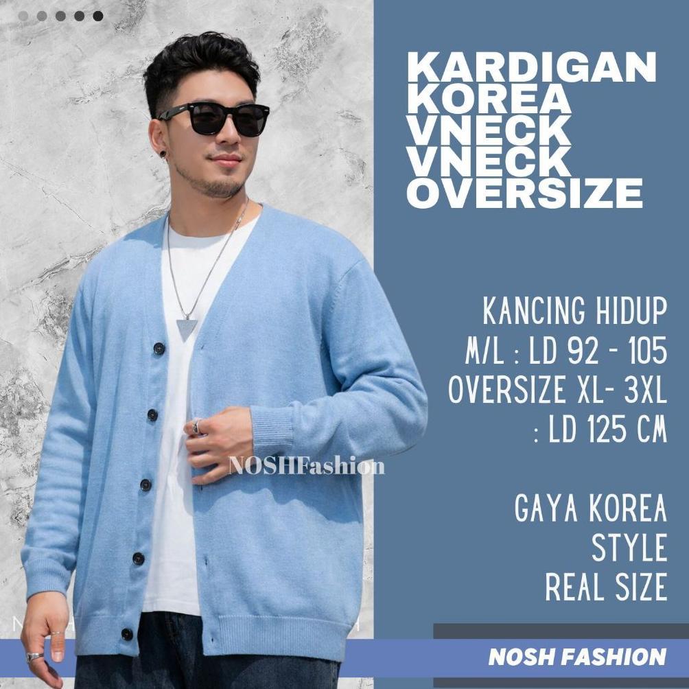 Cardigan Pria Korea Rajut Jumbo Big Size / Cardigan Rajut V Neck Pria Big Size Jumbo Nosh