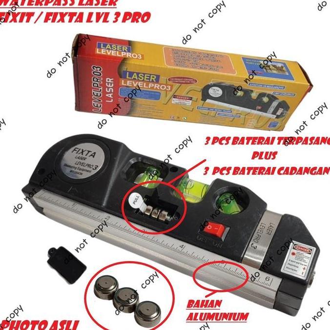 Waterpass Fixit Level Pro 3 Water Pass Meteran Laser up to 250 Cm