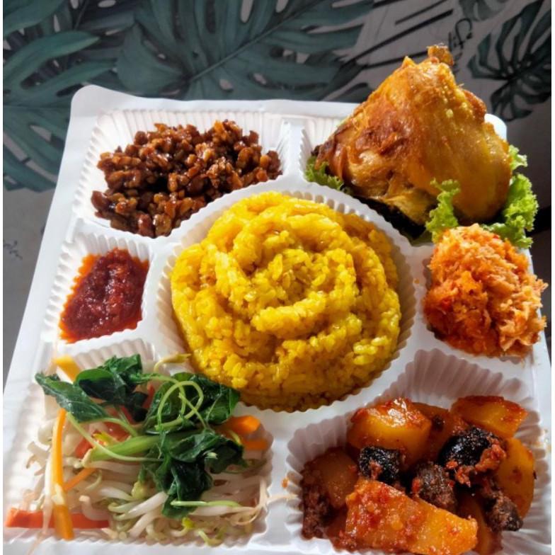 Nasi Box Ayam Goreng, Ayam Bakar, Nasi Kuning Box