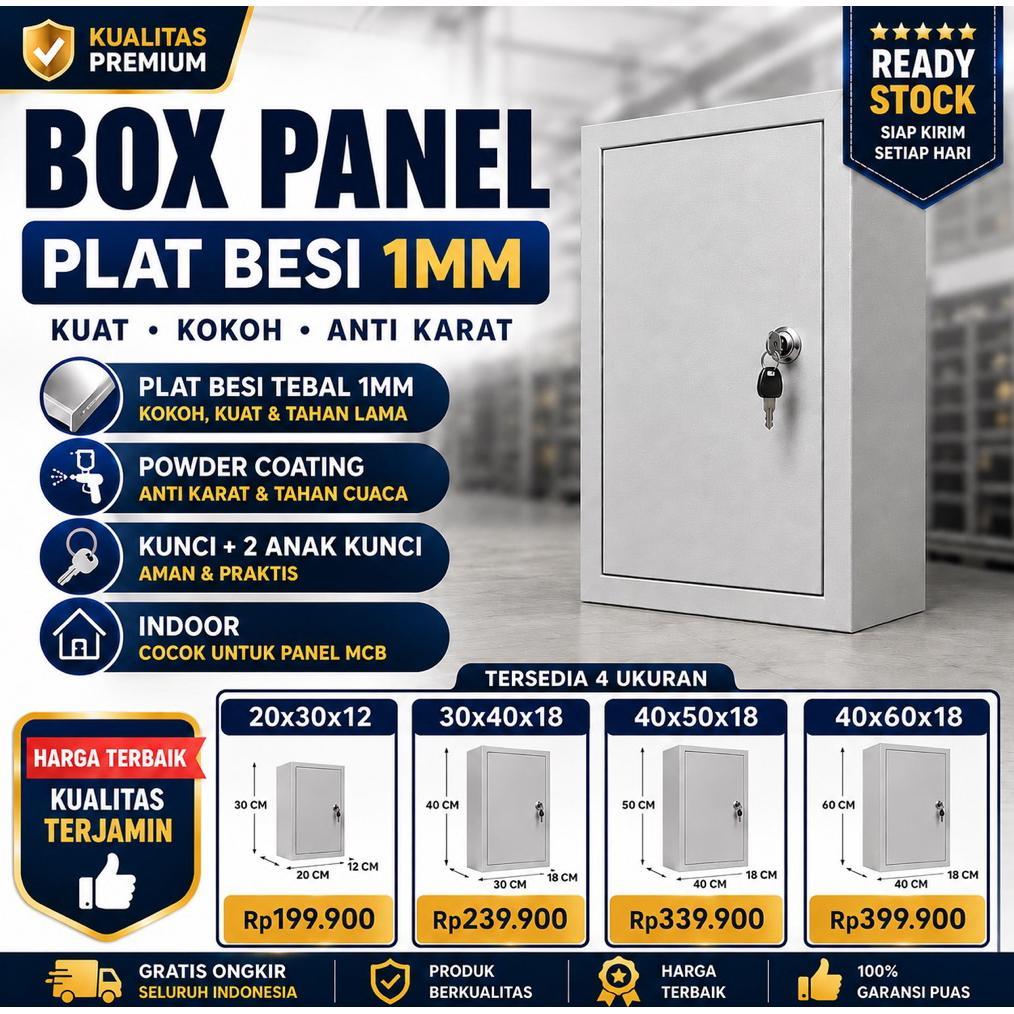 Box Panel Listrik Indoor Plat Besi 1mm 20x30x12 30x40x18 40x50x18 40x60x18 Box MCB Panel Control Pin