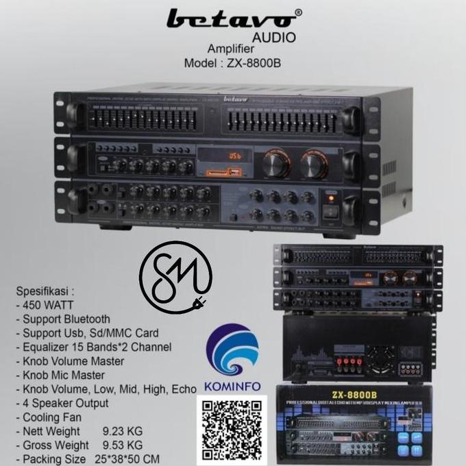 Amplifier Betavo ZX-8800 B Bluetooth Ampli Karaoke ZX8800B