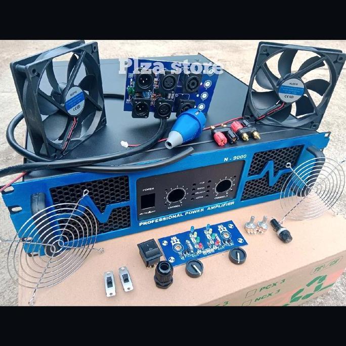 Bok power amplifier tipe N9000 2 chanel ukuran 3U warna biru komplit aksesoris Box power amplifier N