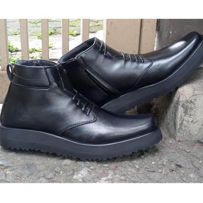 Sepatu PDH polri perwira tni security terbaru 2022 Sol Tebal kulit sapi dop semir Realpicture