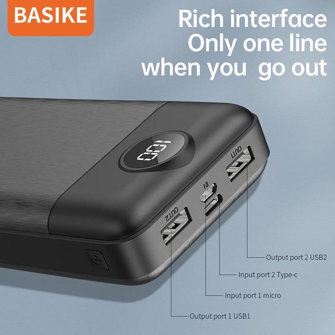 Powerbank 20000mah BASIKE asli Masukan dan keluaran ganda