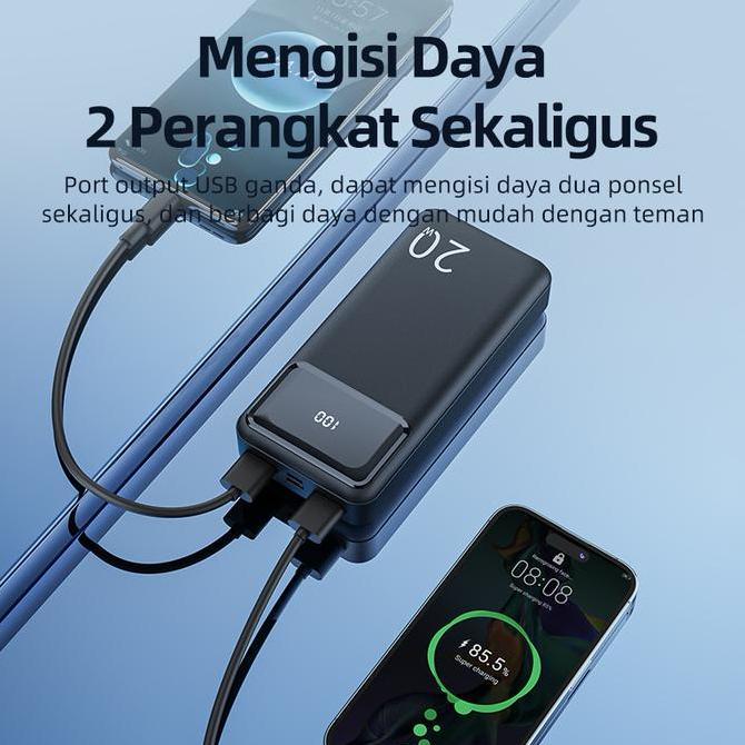 Basike Powerbank 20000 mah Power Bank Fast Charging Murah Mini LCD