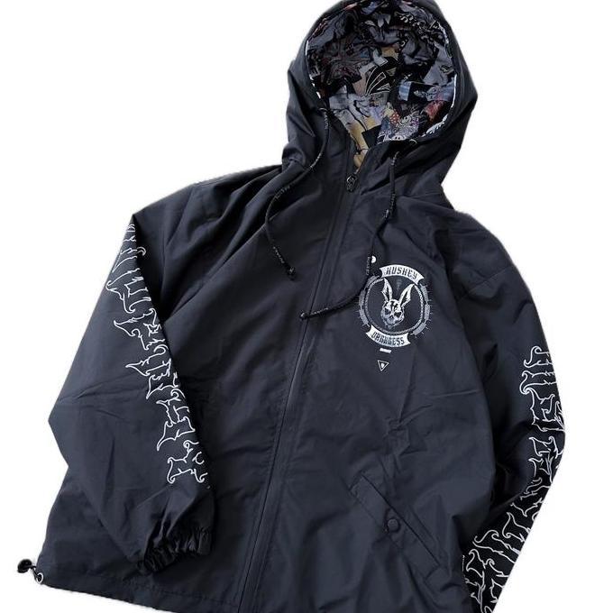 PREMIUM / Huskey Clothing - jaket parasut - icon rabbit blk - huskey bali Kece Keren Pria Sablon Zip