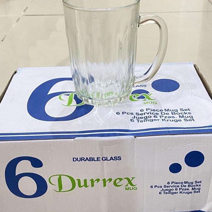 6 Pcs Gelas Kopi Gagang Kaca Royalex Durrex Mug