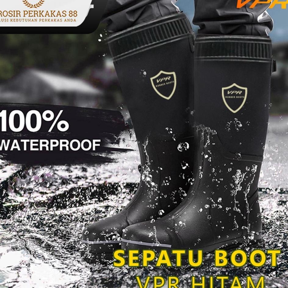 Sepatu Boots Karet Boot Hitam Pria Sepatu Boot Panjang Kerja Proyek Safety
