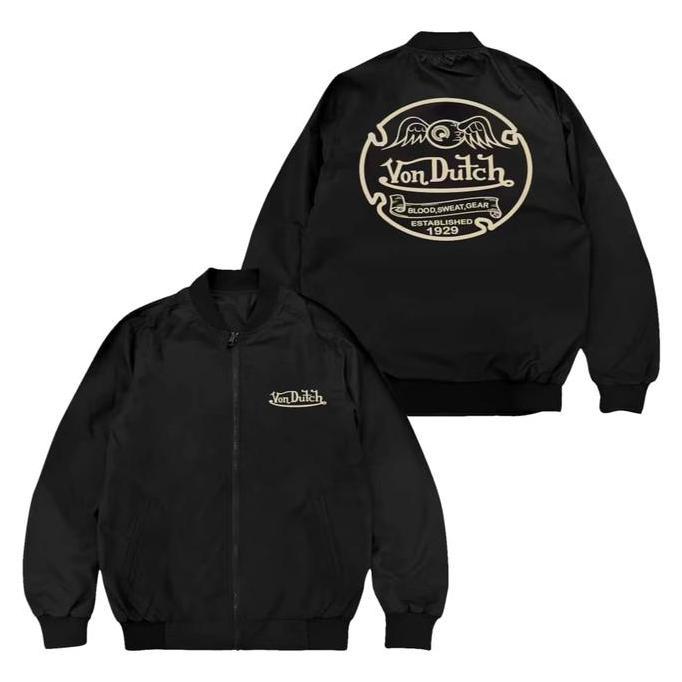 PREMIUM / jacket bomber heart to me von dutch waterproof linisex Jaket Hitam Keren Panjang