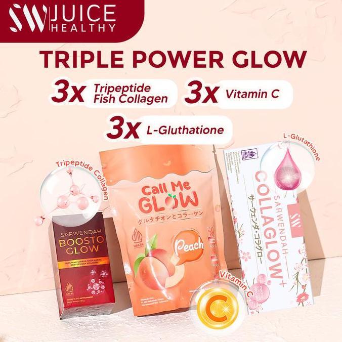 Wkwkw- [ Sarwendah ] Paket Trio Vitamin Mencerahkan & Glowing Kulit [ Boostoglow + Collagen + Collag