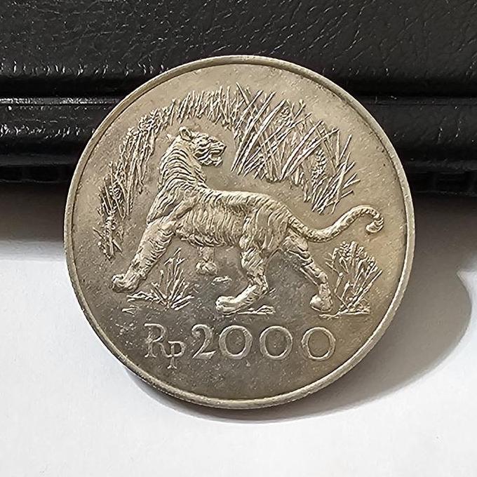 Koin Perak Kuno Indonesia Rp. 2000 Tahun 1974 Javan Tiger Wwf Series