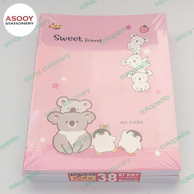 Kend- Buku Tulis Kiky 38 Lembar (Isi 10 Buku) ,Motif Di Dalam Garis Tanpa Gambar