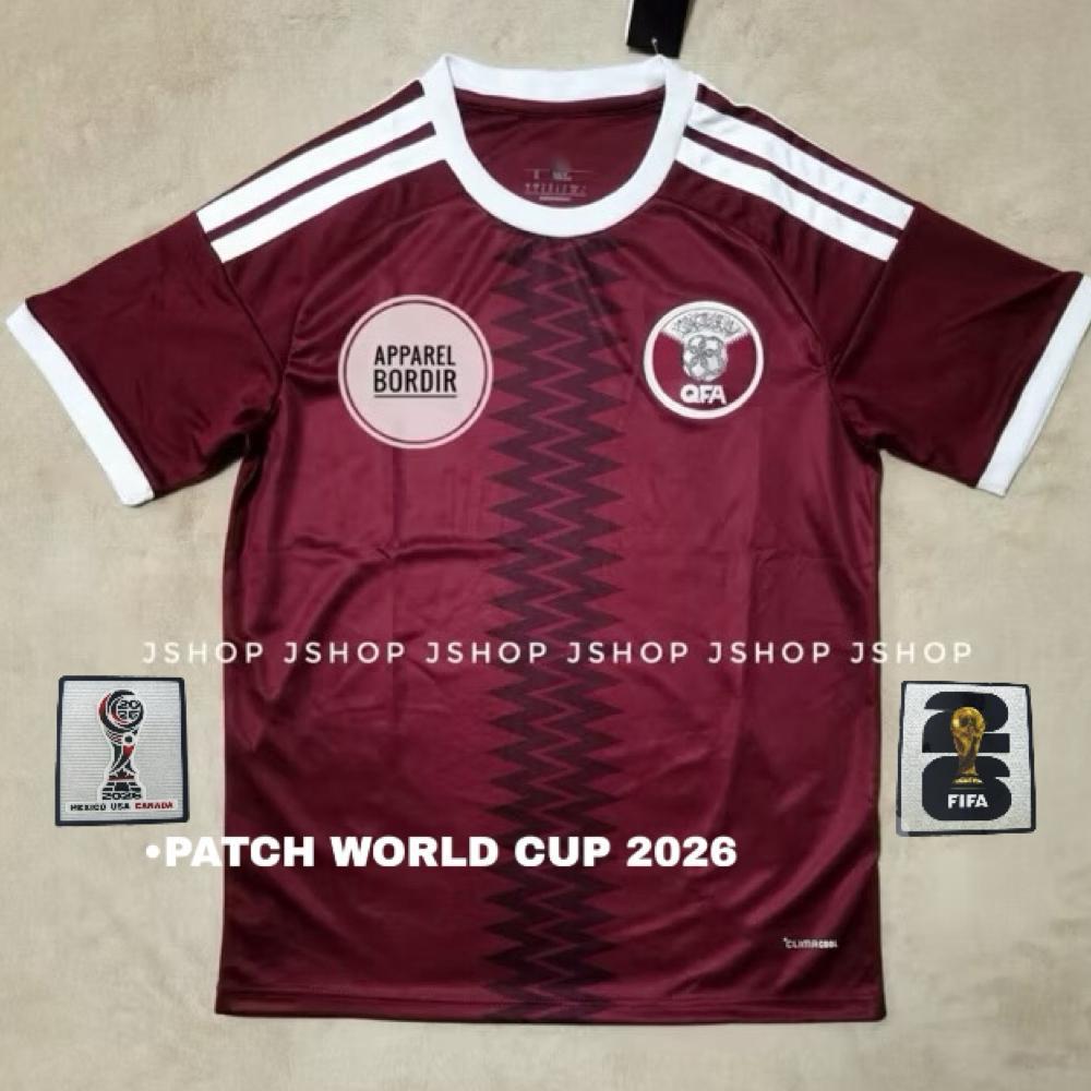 LOGO BORDIR JERSEY PIALA DUNIA 2026 JERSEY QATAR HOME 2026 JERSEY BOLA JERSEY FUTSAL JERSEY OLAHRAGA