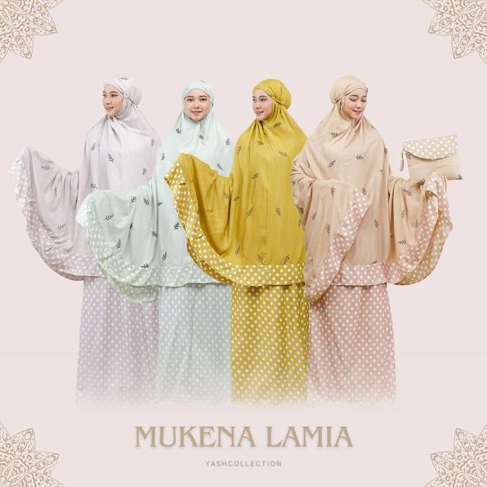 PREMIUM / Mukena Bali Dewasa Muslim Jumbo Motif Lamia Cemara Polka Cantik Katun Rayon Panjang Atasan