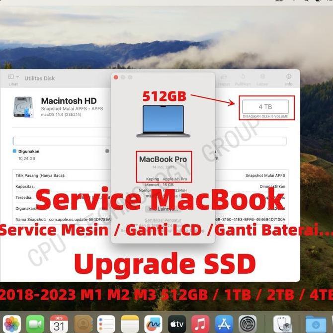 INDA Upgrade SSD Service MacBook Pro Air M1 M2 M3 M4 1TB 2TB 4TB 8TB 2020 2021 2022 2023 2024 13.3in