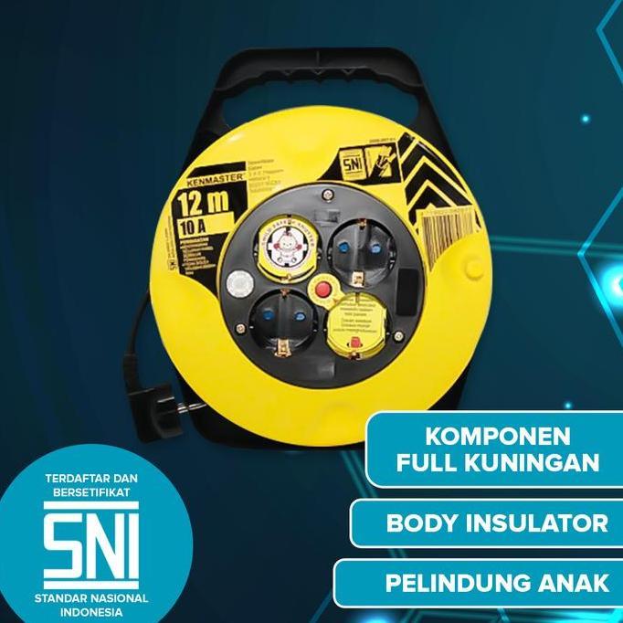 Kenmaster Kabel Roll - 12 Meter / Roll Kabel Listrik / Colokan Listrik Gulung - KBRL020