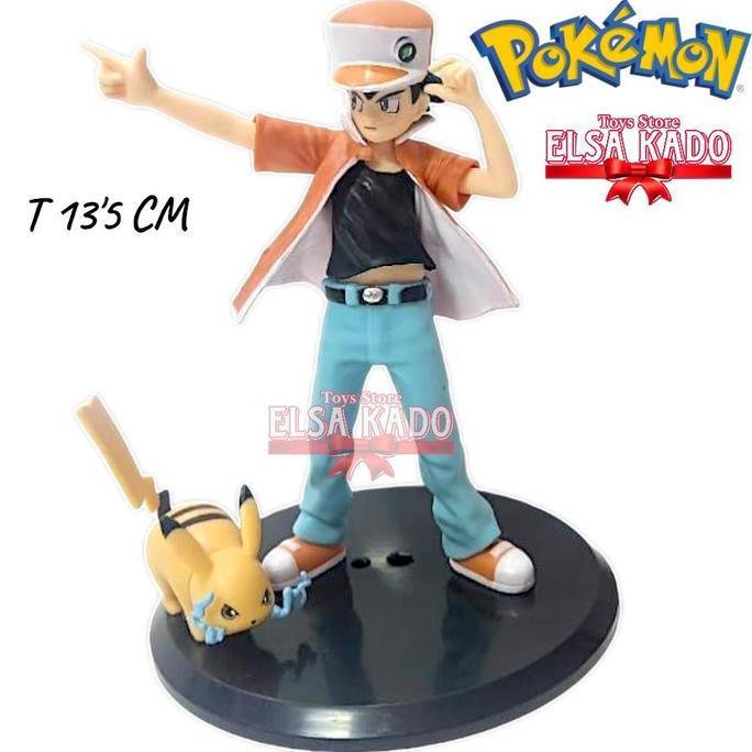 Action Figure Pokemon Ash Ketchum Pikachu Tinggi 13cm Pvc