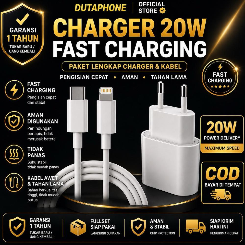 Diskon Charger Iphone 20W Batok Original Fast Charging Usb-C Adapter Pd 20 Watt Cas Cepat Iphone 11 