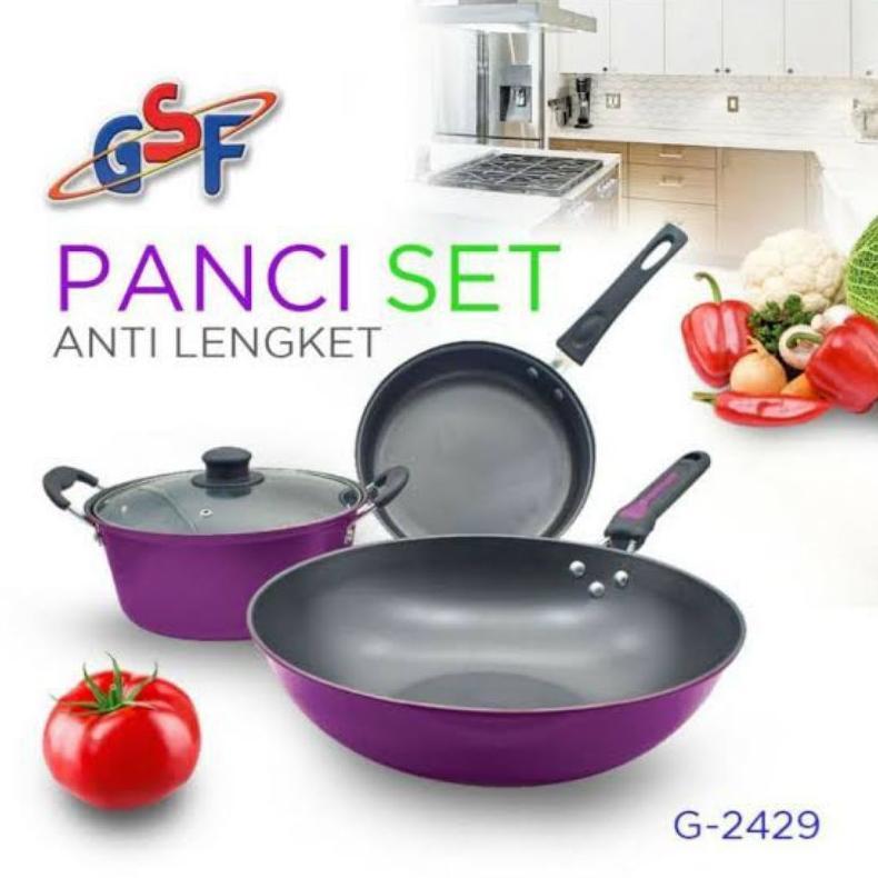 2429 teflon set isi 3 panci set teflon set warna gsf