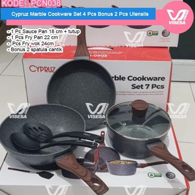 PREMIUM / Wajan Panci Cyprus Complete Kitchen Set 12 Pcs Brown