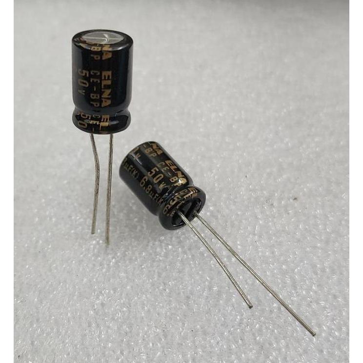 BEJ27 ELCO CAPACITOR 6.8UF 50V BP BIPOLAR ELNA 8MM X 12MM - HARGA PER 2 PCS
