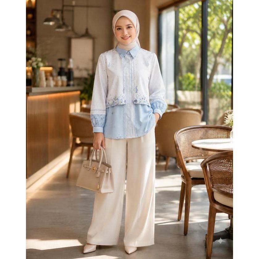 PREMIUM / Kemeja Ajoera Twill Luxe - Atasan Wanita Remaja Dewasa By Es-Ha Scarf