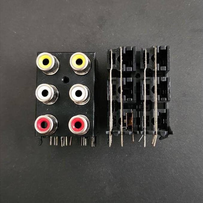 BEJ27 SOCKET SOKET FEMALE RCA 6 SLOT LUBANG VERTICAL KONEKTOR AV - KOTAK