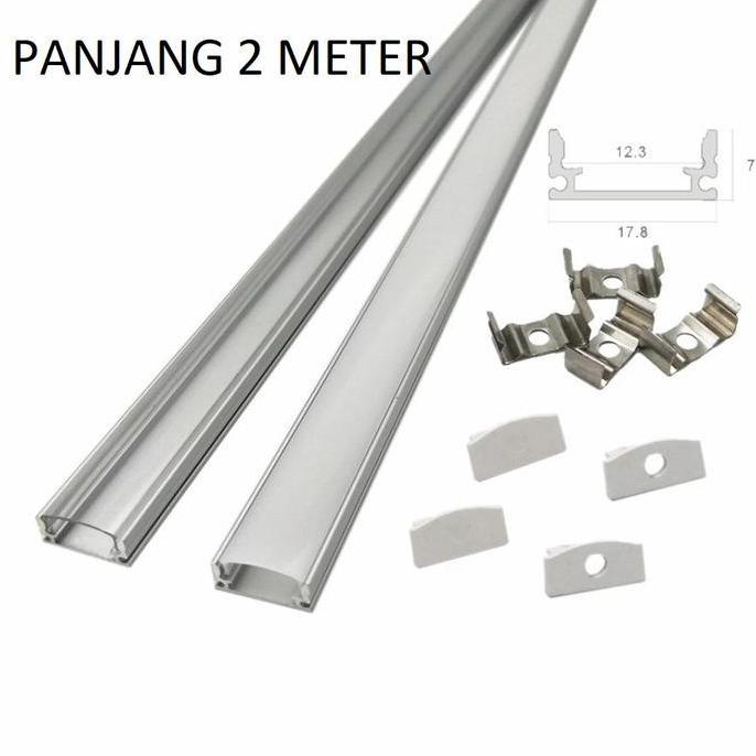 Plus- Cover Led Strip Aluminium / Cover Led Bar Tipe U Panjang @2Meter