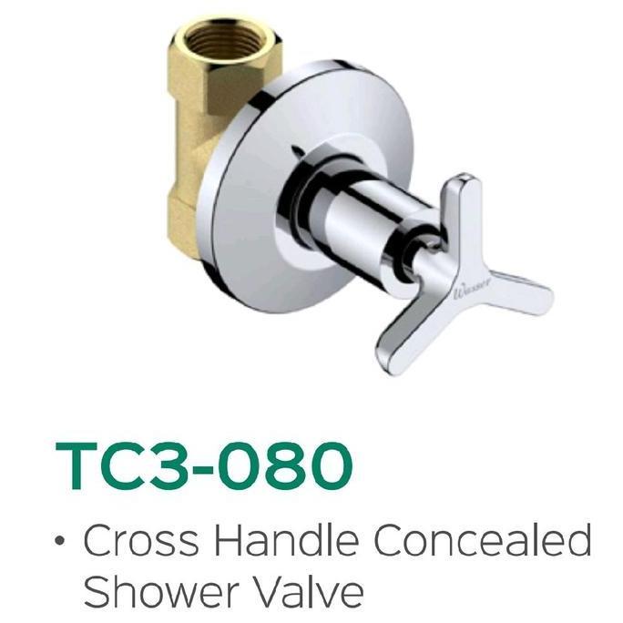 `````````] Wasser Kran Shower Tanam / Stop Kran Shower Tanam Kuningan Finishing Chrome tipe TC3-080