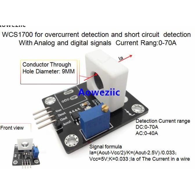 Autokit- Wcs1700 Sensor Arus Ac Dc Hall Current Max 70A Analog & Dital Output