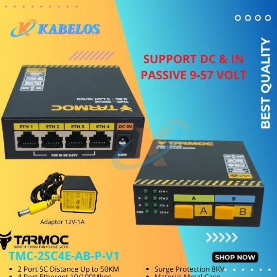 DV274 - Tarmoc TMC-2SC4E-AB-P-V1 | Media Converter 2 FO 4 LAN 10/100 POE IN 9-57V